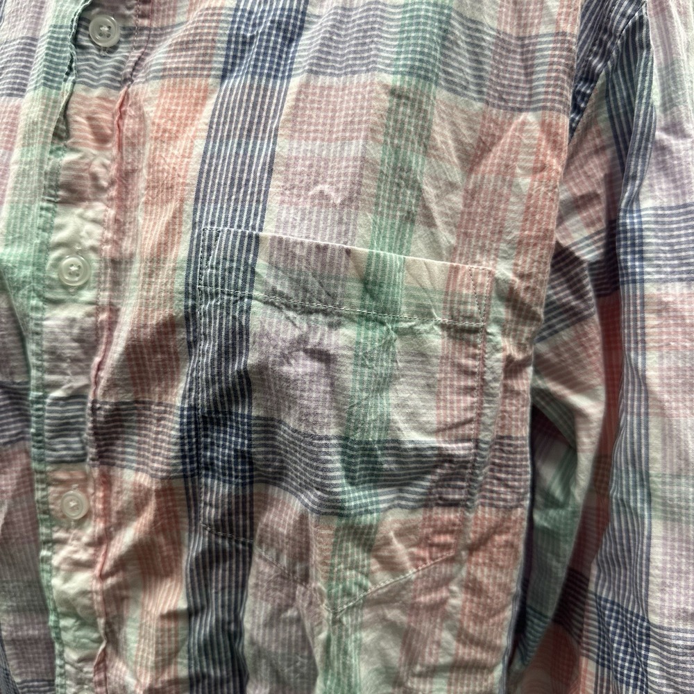 J Crew Shirt Pastel Men's Button Up Shirt XL Slim Fit Flex Washed Plaid Untucked - Picture 4 of 7